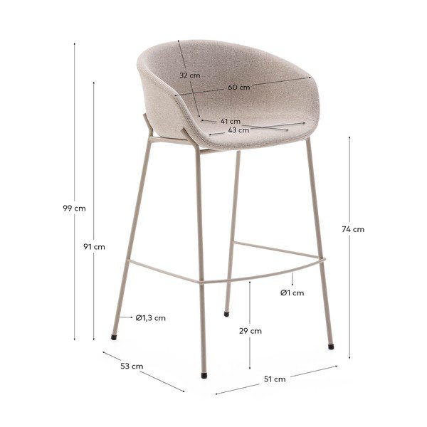 Bēšs bāra krēsls (sēdekļa augstums 75 cm) Yvette – Kave Home-image-3