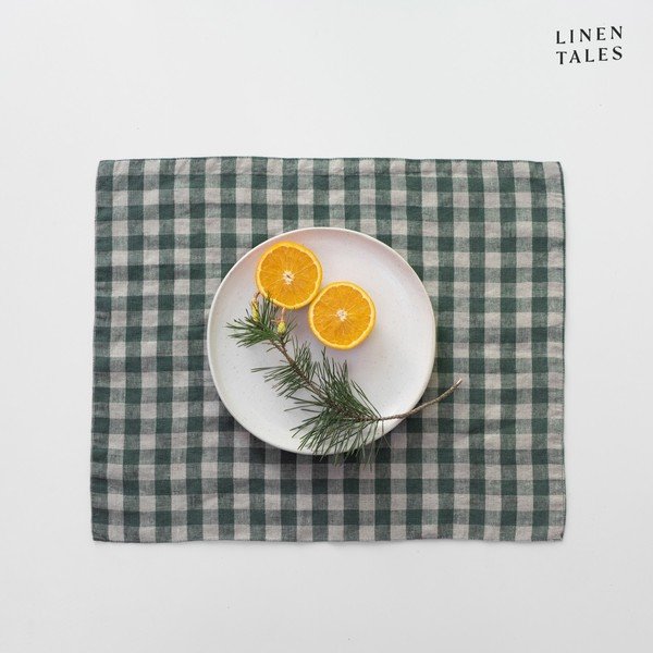 Lina galda paliktnis 35x45 cm Forest Green Gingham – Linen Tales