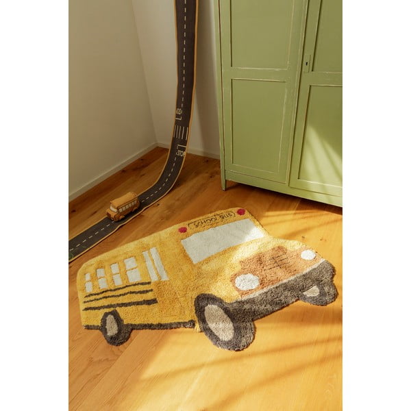 Okera dzeltens mazgājams/ar rokām darināts kokvilnas bērnu paklājs 90x130 cm School Bus – Lorena Canals-image-2