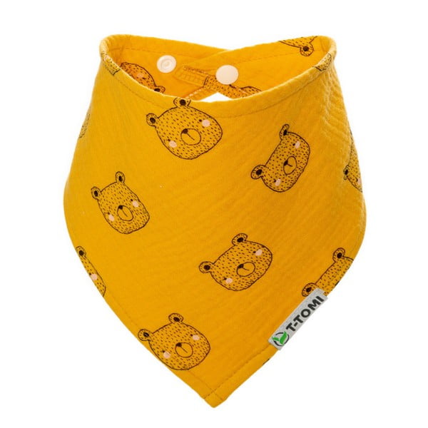 Dzeltens muslīna bērnu priekšautiņš T-TOMI Bears