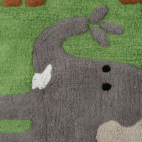 Zaļš mazgājams kokvilnas celiņa paklājs 90x175 cm Animals – Ixia-image-2