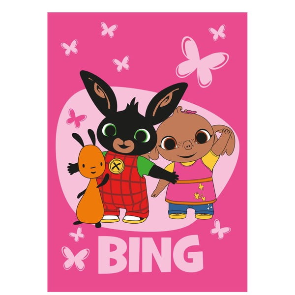 Rozā flīsa bērnu sega 100x150 cm Bing Bunny "Butterflies" – Jerry Fabrics