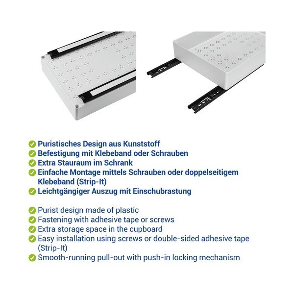 Balts plastmasas pielāgojams papildu virtuves plaukts 27x40 cm Simon – Wenko-image-2