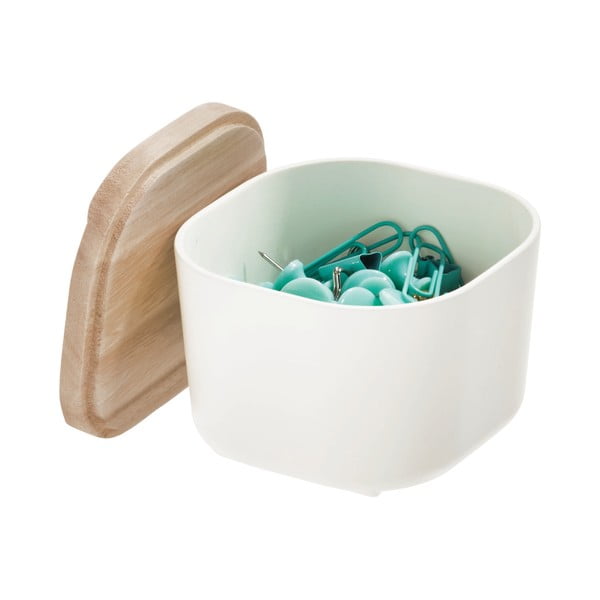 Balta uzglabāšanas kaste ar vāku no paulovnijas koka iDesign Eco, 9 x 9 cm-image-2