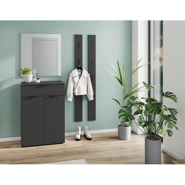 Antracīta pelēks apavu plaukts ar atvilktnēm Stanton – Germania-image-1