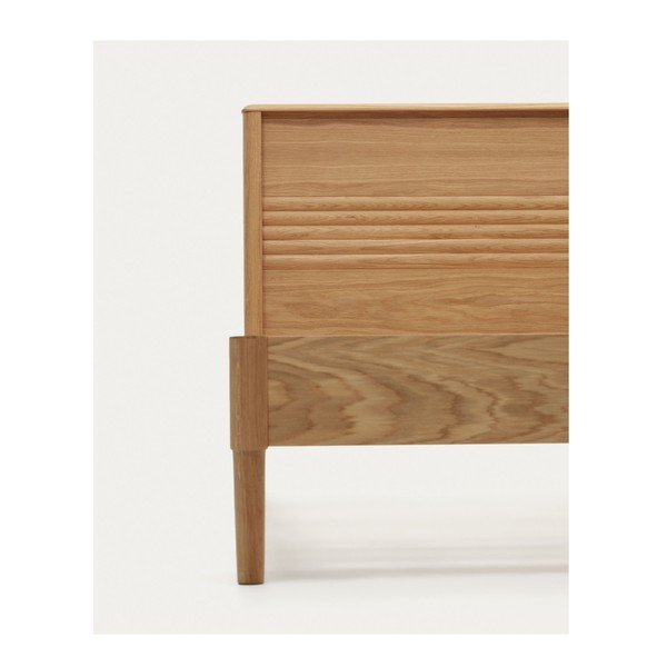 Dabīga toņa ozola masīvkoka vienvietīga gulta ar režģi 90x200 cm Lenon – Kave Home-image-4