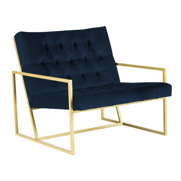 Tumši zils krēsls ar zeltainu dizainu Mazzini Sofas Bono