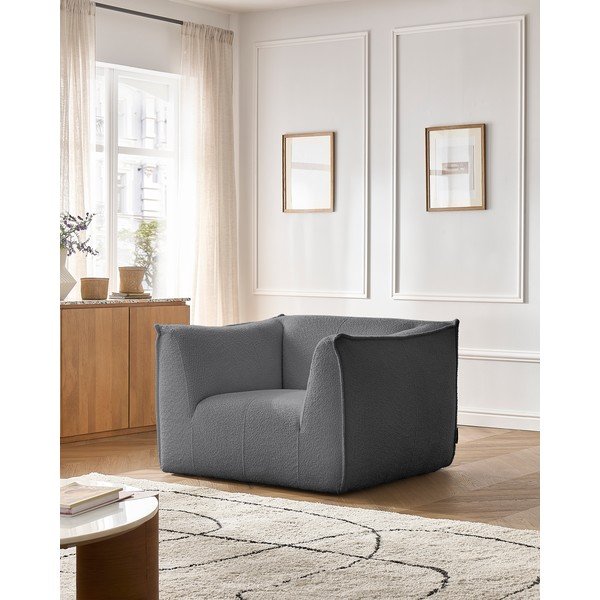 Tumši pelēks atpūtas krēsls no buklē auduma Giorgia – Bobochic Paris-image-1