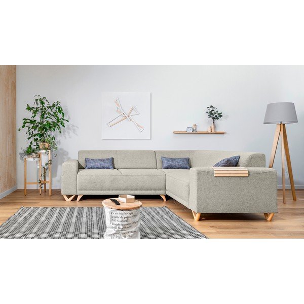 Bēšs salokāms/ar uzglabāšanas vietu stūra dīvāns (ar labo stūri/L veida) Classy Sophie – Miuform-image-1