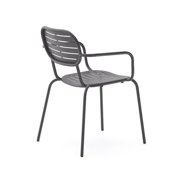 Tumši pelēks metāla dārza krēsls Brai – Kave Home-image-4