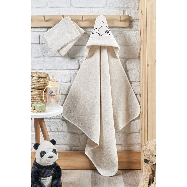 Bēšs bērnu dvielis no bambusa un kokvilnas Mila - Lydia&Co-image-1