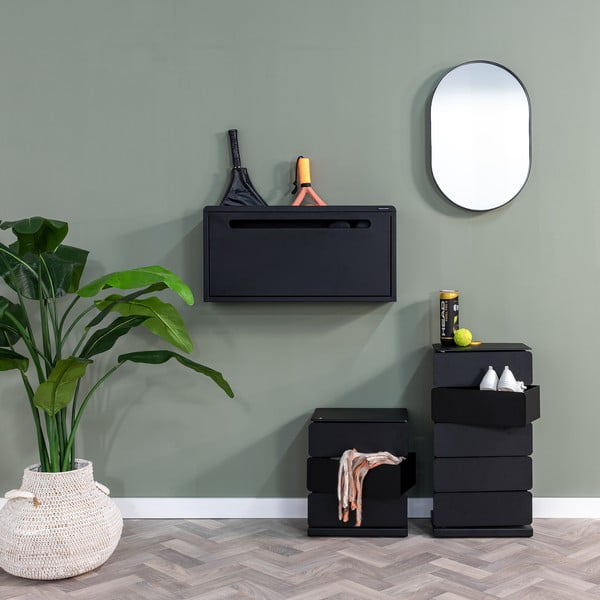 Melns metāla atverams/piekarināms apavu plaukts 76x38x18 cm Sportiva – Spinder Design-image-1