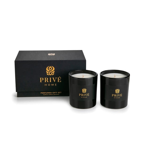 2 melnu aromātisko sveču komplekts Privé Home Muscs Poudres/Delice d'Orient