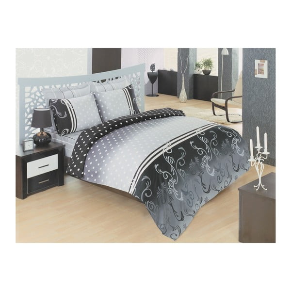 Kokvilnas gultasveļa ar divguļamās gultas pārklāju un 2 spilvendrānām Buse, 200 x 220 cm