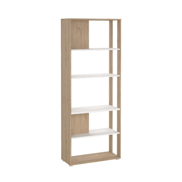 Balts/dabīga toņa grāmatplaukts ar ozolkoka imitāciju 80x205 cm Sign – Tvilum-image-3