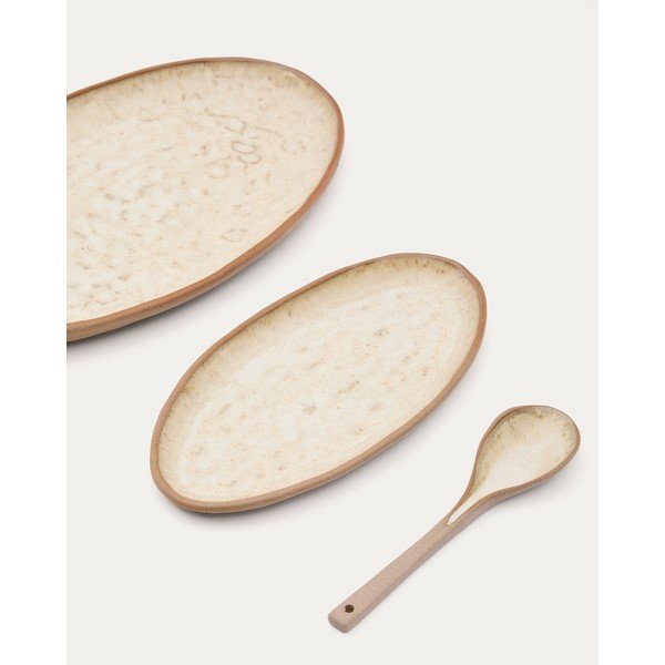 Bēši servēšanas keramikas šķīvji (3 gab.) Zunel – Kave Home-image-2