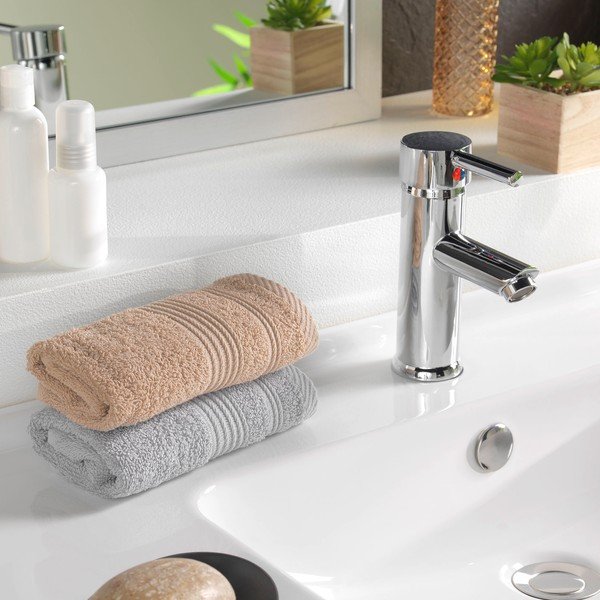 Gaiši brūns frotē kokvilnas dvielis 30x50 cm Tendresse – douceur d'intérieur-image-1