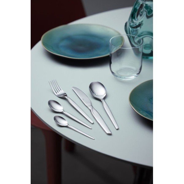 Sudraba krāsas nerūsējošā tērauda galda piederumi (16 gab.) Twist – Gense-image-1
