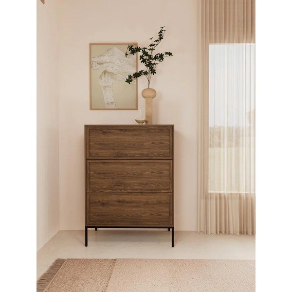 Tumša dabīga toņa kumode ar ozolkoka imitāciju 80x110x40 cm Palmdale – Actona-image-1