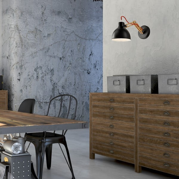 Melna/brūna sienas lampa ø 15 cm Marcello – LAMKUR-image-2