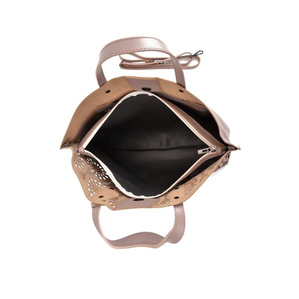 Rozā un smilškrāsas ādas rokassomiņa Mangotti Somas Lulia-image-1