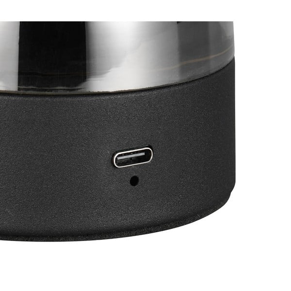 Pelēka LED galda lampa ar stikla abažūru (augstums 18 cm) Dooley – Trio-image-3