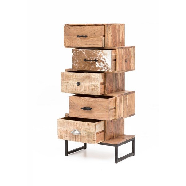 Akācijas koka kumode ar 5 atvilktnēm WOOX LIVING-image-2