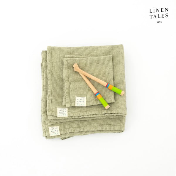 Gaiši zaļš lina bērnu dvielis 45x90 cm – Linen Tales-image-2