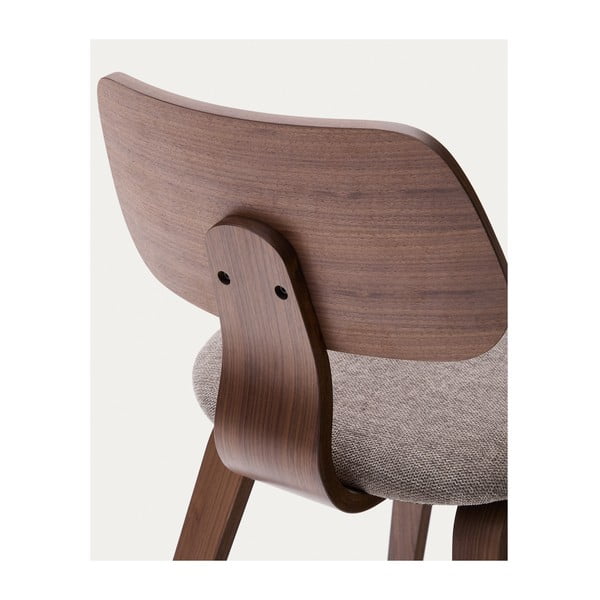 Bēšs/tumši brūns pusdienu krēsls ar riekstkoka imitāciju Gena – Kave Home-image-4