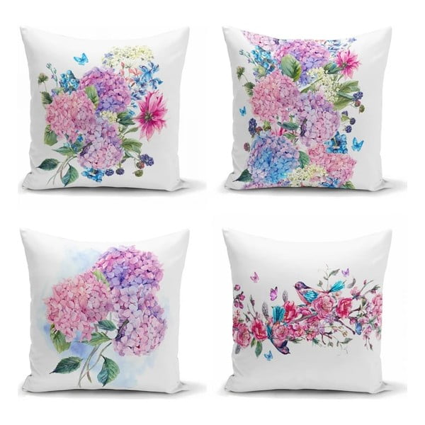 4 dekoratīvo spilvendrānu komplekts Minimalist Cushion Covers Purple Pink, 45 x 45 cm