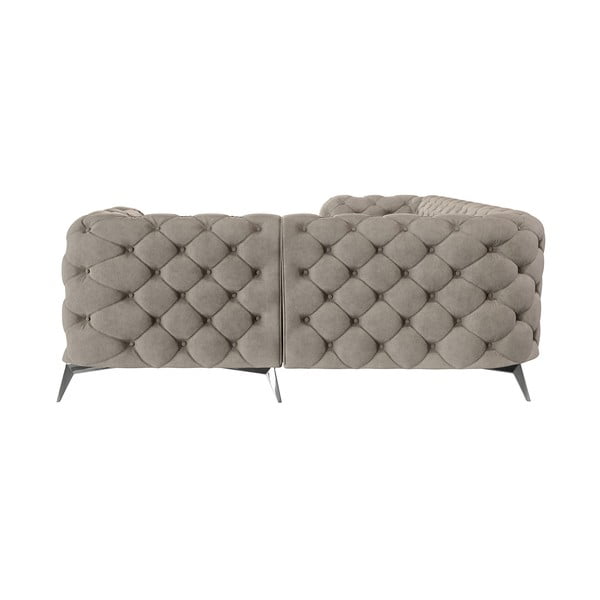 Pelēkbēšs samta stūra dīvāns (ar labo stūri/L veida) Chelsea – Ropez-image-3