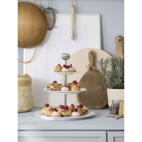 Balts trīsstāvīgs porcelāna trauks Kähler Design Hammershoi Etagere, ⌀ 28 cm-image-1