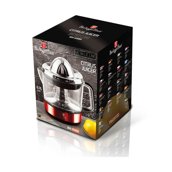 Sarkana elektriskā citrusaugļu prese Burgundy Metallic Line – BerlingerHaus-image-3