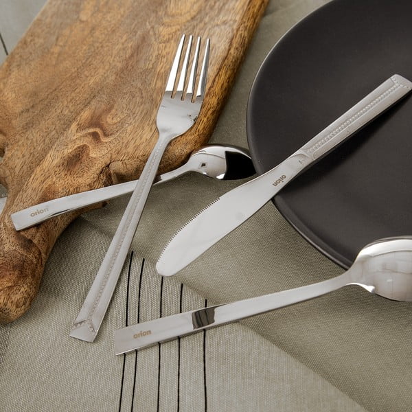 Sudraba krāsas nerūsējošā tērauda galda piederumi (24 gab.) Bright – Orion-image-1