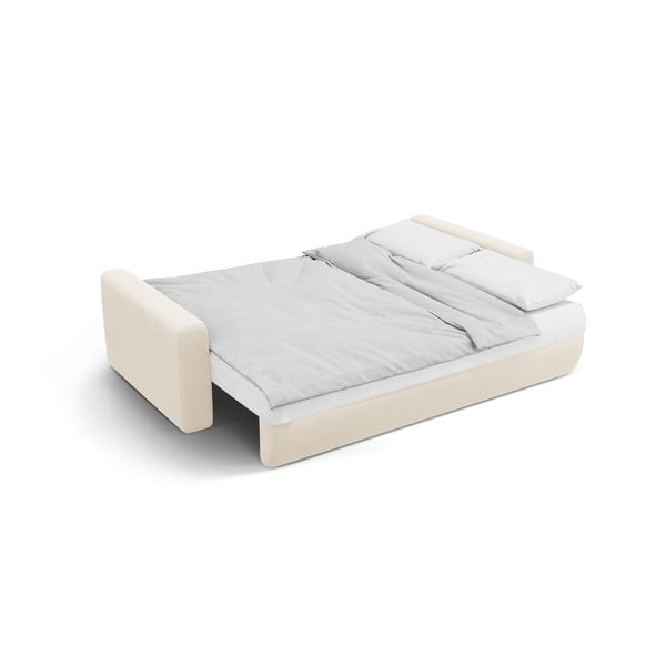 Bēšs samta salokāms dīvāns ar uzglabāšanas vietu 238 cm Belfast – Cosmopolitan Design-image-4