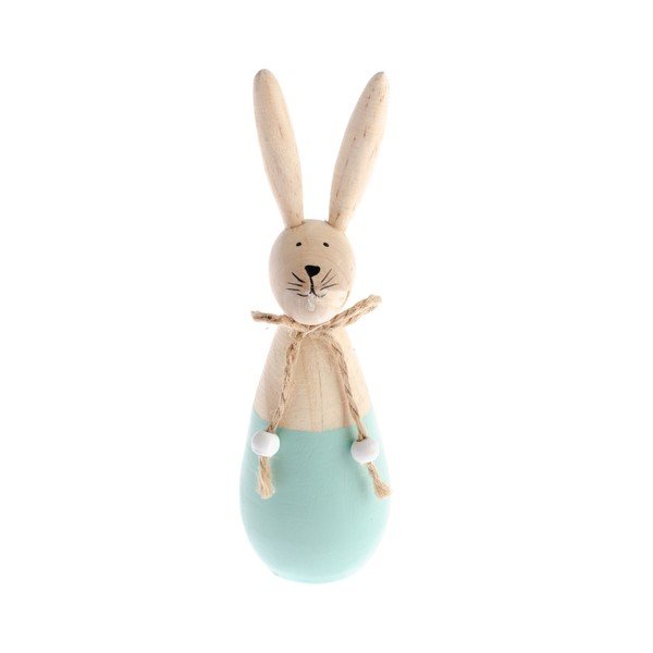 Koka rotājums ar zilu detaļu Dakls Happy Easter Hare, augstums 15 cm
