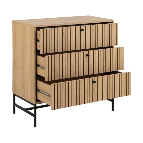 Dabīga toņa kumode ar ozolkoka imitāciju 81x80x40 cm Albany  – Actona-image-2