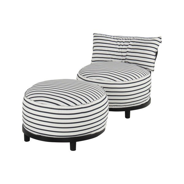 Balts/zils polsterēts dārza atpūtas krēsls Emma – Hartman-image-2