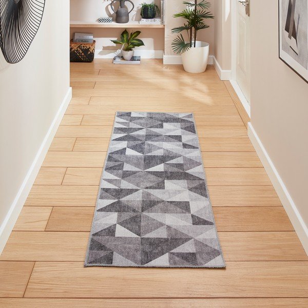 Pelēks mazgājams celiņa paklājs 76x230 cm Coral Grey – Think Rugs-image-1