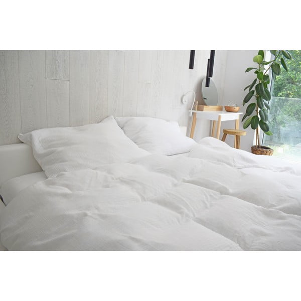 Balta divguļamā muslīna gultas veļa 200x200 cm Plain Muslin – Butter Kings-image-1