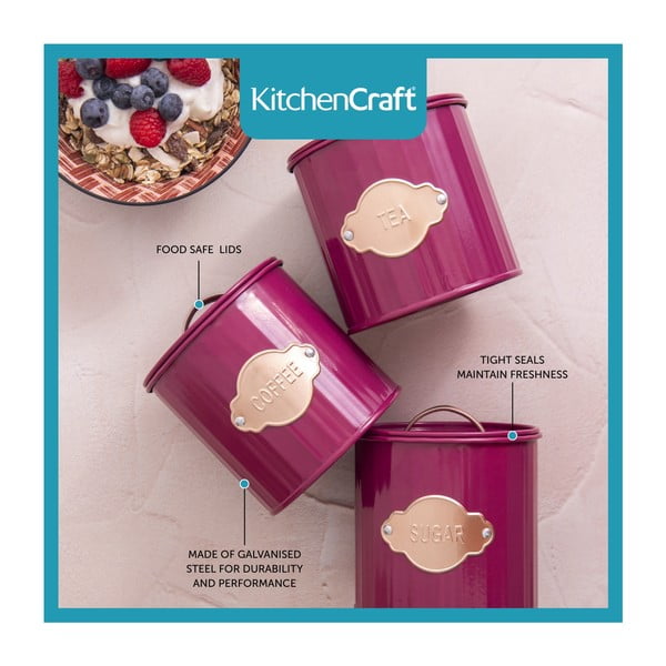 Sarkanas tērauda pārtikas burkas (3 gab.) – Kitchen Craft-image-3