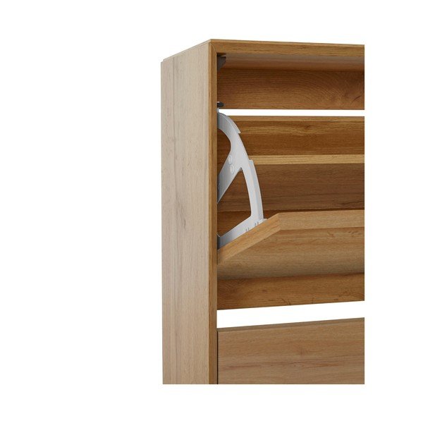 Dabīga toņa atverams apavu plaukts ar ozolkoka imitāciju Ezra – Støraa-image-4