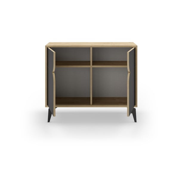 Melns/dabīga toņa skapītis ar ozolkoka imitāciju 95x79 cm Nola – Marckeric-image-3