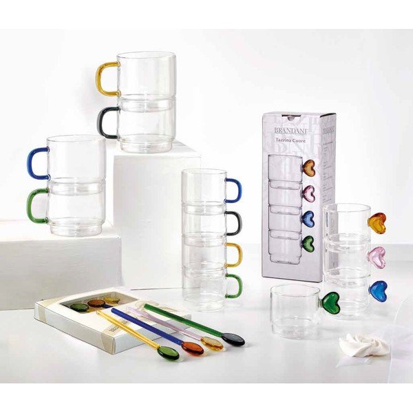 Stikla galda piederumi (4 gab.) 4 personām Rainbow – Brandani-image-1