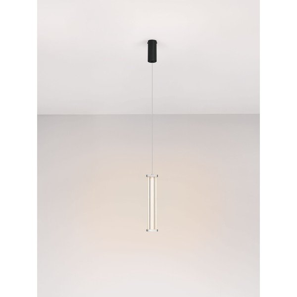 Matēti melna/matētas sudraba krāsas metāla LED piekaramā lampa ar regulējamu spilgtumu ar akrila stikla abažūru ø 6 cm Pheme – Nova Luce-image-4