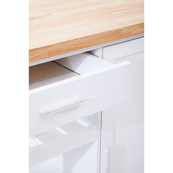 Gumijkoka masīvkoka servēšanas galdiņš uz riteņiem 48x105 cm Frankfurt – Premier Housewares-image-2