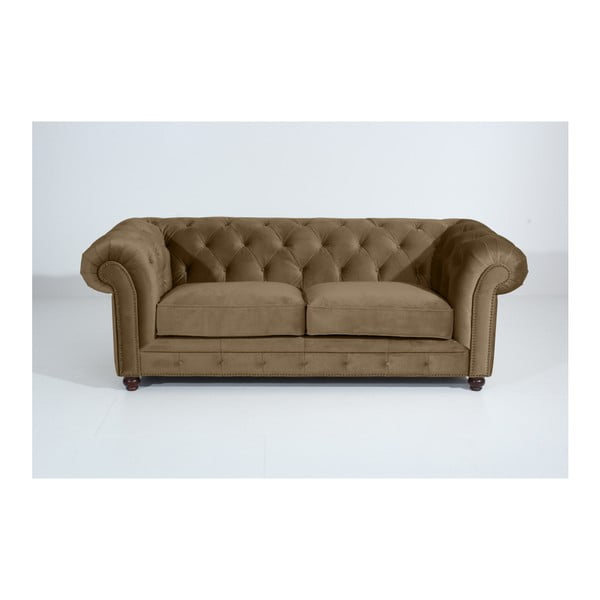 Smilšaini brūns dīvāns Max Winzer Orleans Velvet, 216 cm