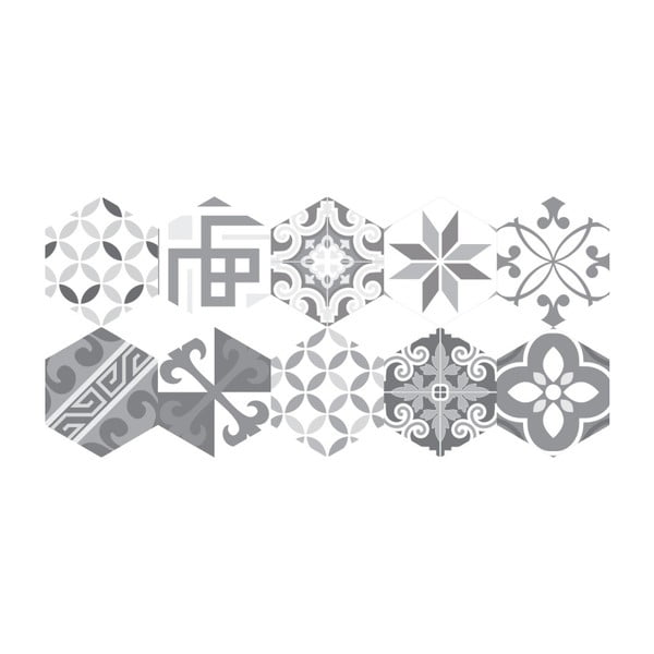 10 grīdas uzlīmju komplekts Ambiance Hexagons Tristanos, 20 x 18 cm
