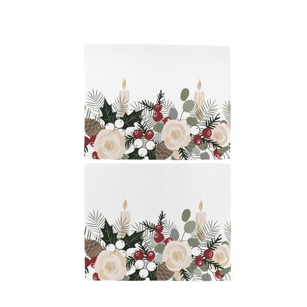 2 kokvilnas Ziemassvētku salvešu komplekts Butter Kings Fir Branches, 45 x 35 cm-image-1