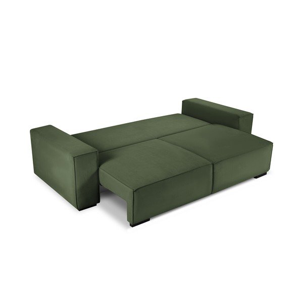 Zaļš velveta izvelkamais dīvāns ar veļas kasti Mazzini Sofas Azalea-image-3